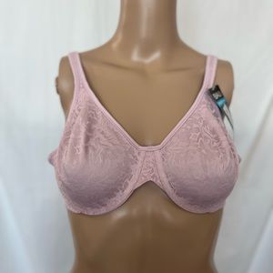 36C Bali Lace 'N Smooth Semi Opaque Seamless Cup Underwire Bra Pink